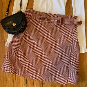 Maroon & Cream Crosshatch Skirt